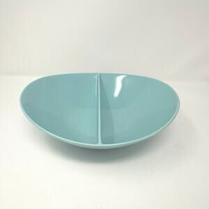Fostoria Melamine Oval Divided 10" Dish Bowl Baby Blue MCM Vtg Granny Core Retro